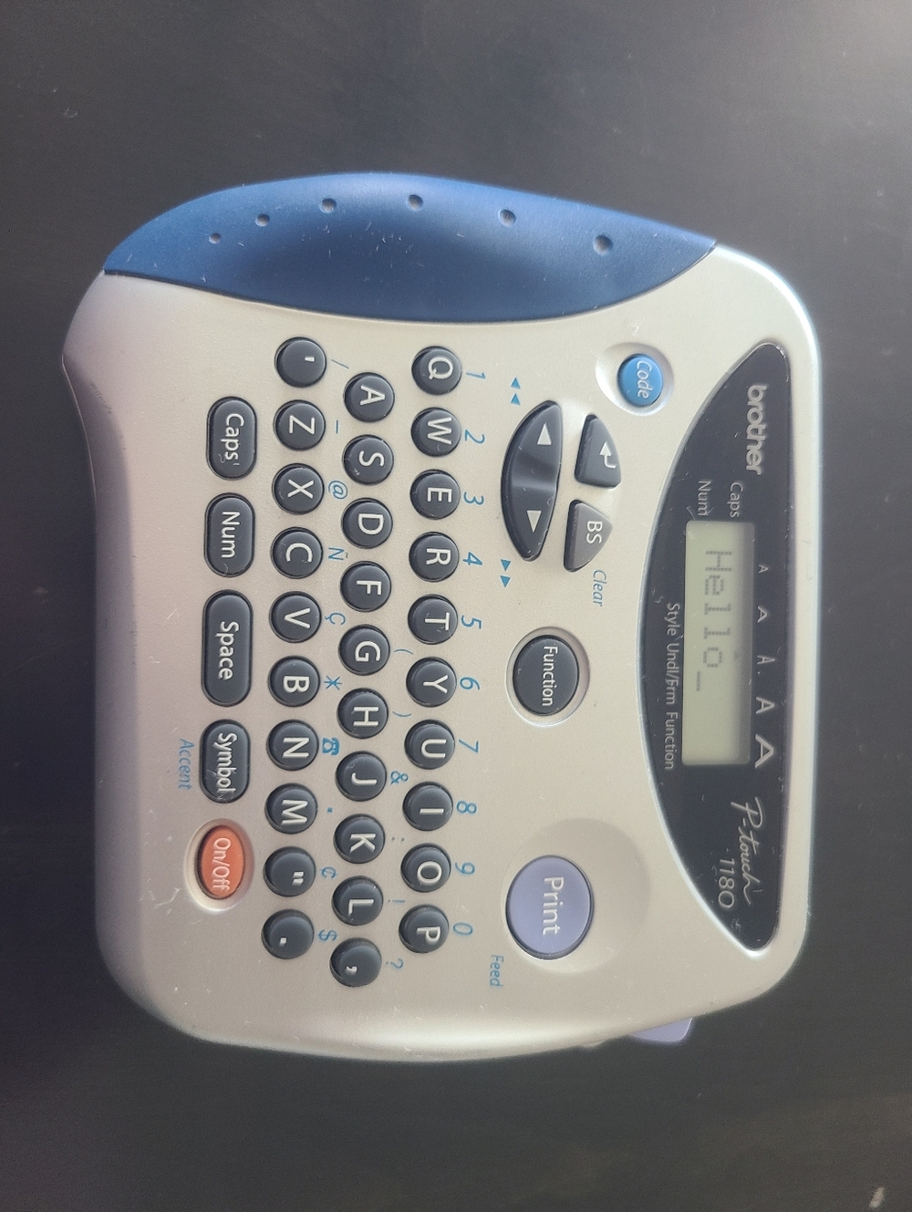 Brother P-Touch PT-1180 Thermal Printer Label Maker tested & working Gray & Blue